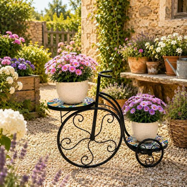 65cm Lisbon Mosaic Tricycle Plant Stand image 10