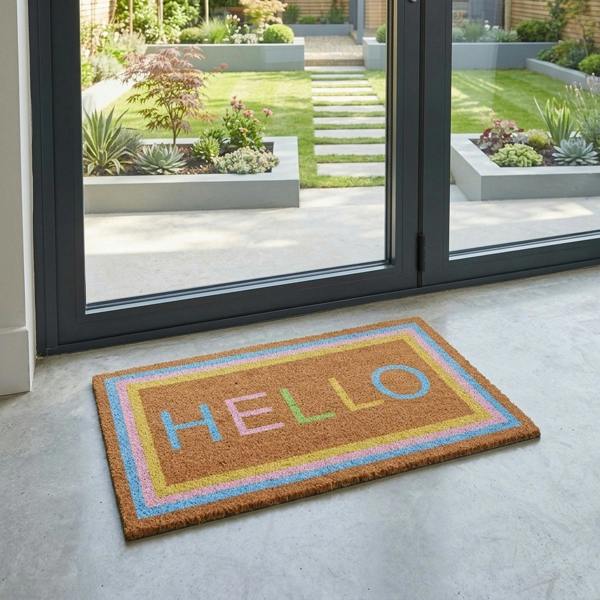 Garden Greatness Hello Design Natural Coir Doormat