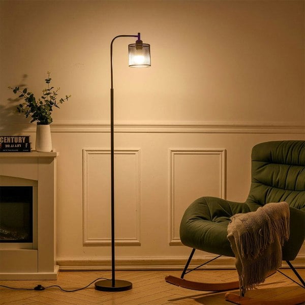 Industrial Metal Floor Light with Mesh Lampshade Floor Lamps Living and Home