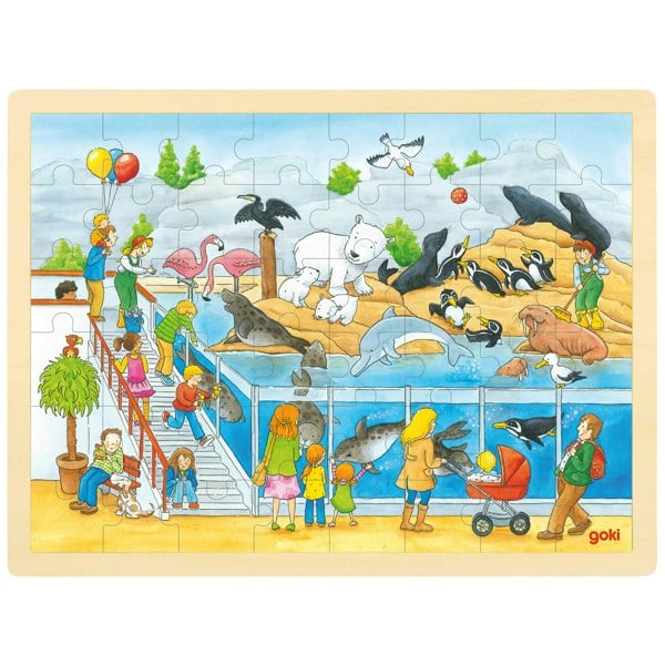 Goki Wooden 48 PIece Trip To The Zoo Puzzle