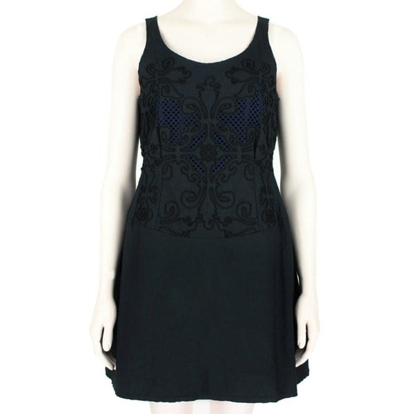 Julien David mini dress in a midnight blue bonded cotton