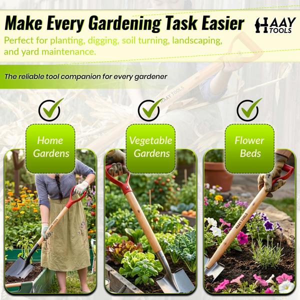 HAAY TOOLS Garden Fork Heavy Duty, Shavings Fork, Spade Handle, Shovels, Broom Handles Wood