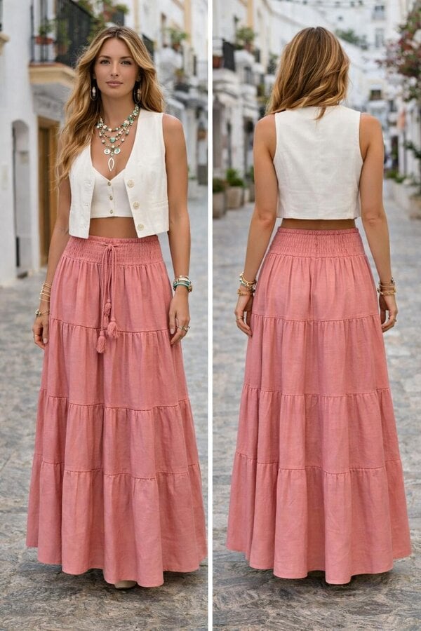 Alice cotton voile long gypsy skirt