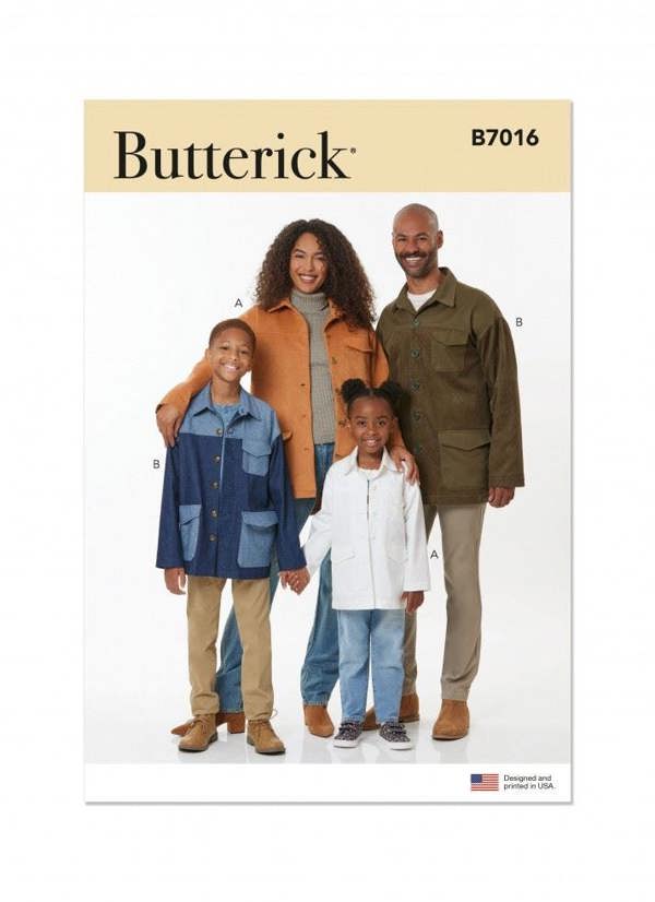 Butterick Sewing Pattern 7016, Jackets for Kids, Men, Women, A (XS - L / XS - XL) - Intermediate