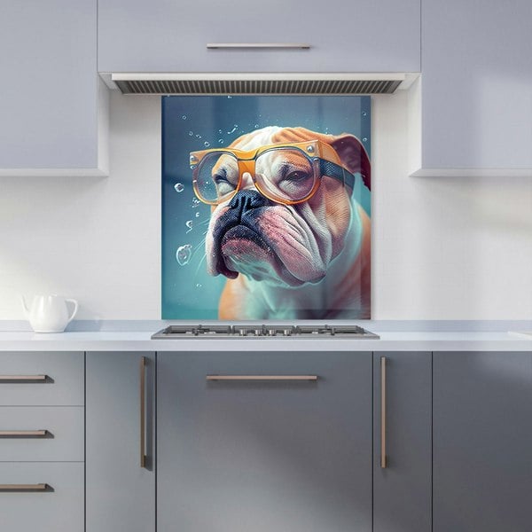 Warren Reed - Designer Bulldog With Glasses Splashart Kitchen Splashback