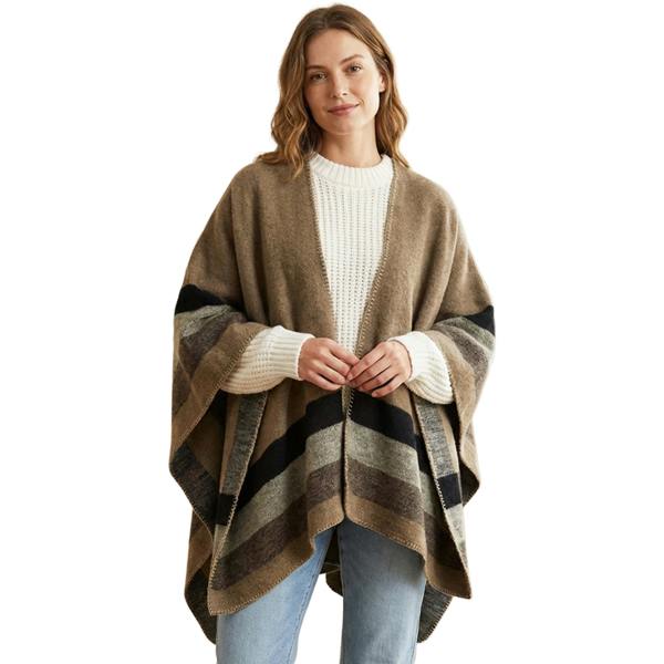 VIA MONTEN Women’s Vintage Plaid Poncho Shawl, Colour Block Knit Cape Wrap for Fall and Winter Layering