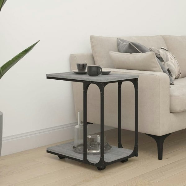 Berkfield Side Table with Wheels Grey Sonoma 50x35x55.5cm Engineered Wood