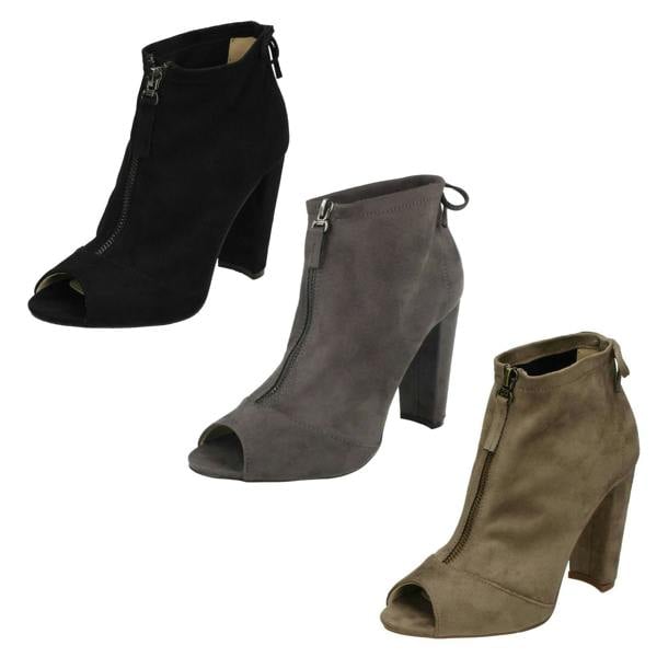 Spot On Ladies Spot On Peep Toe Ankle Boots