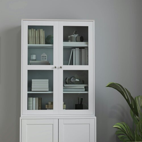 Wyld Haus Salu Wood White Double Compartment Display Storage Cabinet