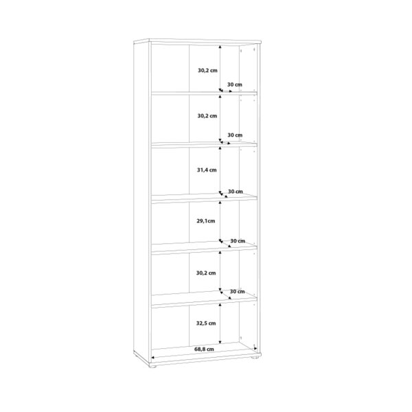 Wyld Haus Bucharest Wide 5 Shelf Vintage Oak Wooden Bookcase