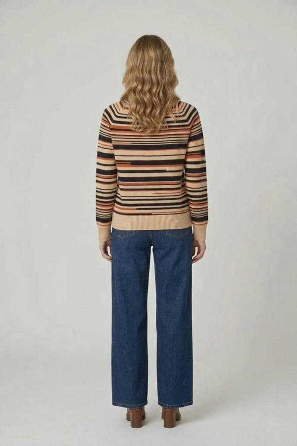 Beige | Striped Print Slim Fit Jumper