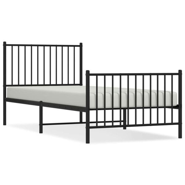Berkfield Metal Bed Frame with Headboard and Footboard Black 90x200 cm