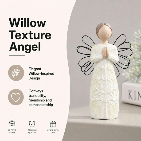 Levede Resin Thank You Gift Figurines Willow-Inspired White For Shelf Decor