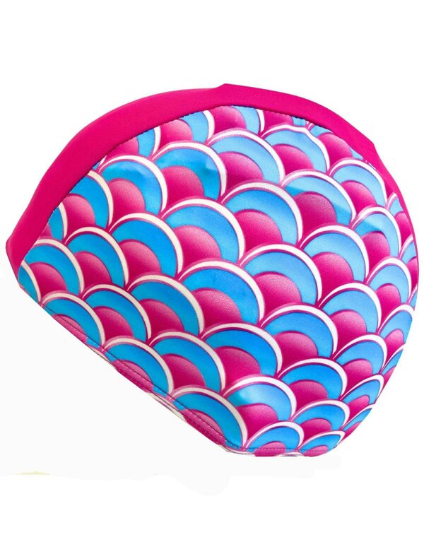 Fashy Junior Lycra Swim Cap - Multicoloured - Pink/Scallops