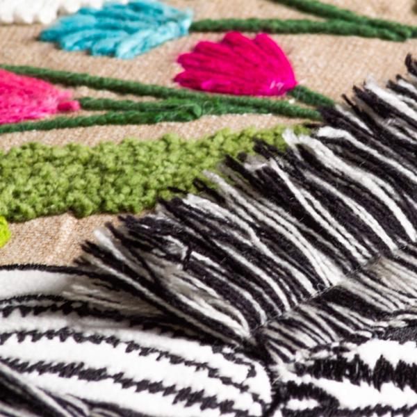 Wylder Embroidered Zebra Cushion Cover - Multicoloured