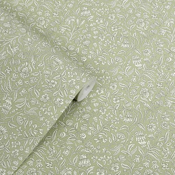 Laura Ashley Elmdon Sage Green Wallpaper