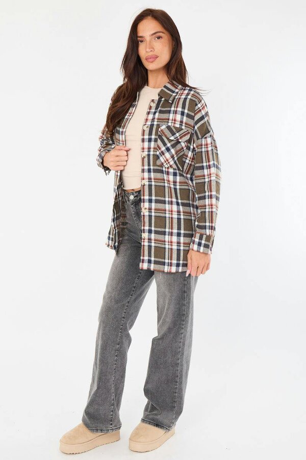Elaina Fashion Oversized Checkered Shirt