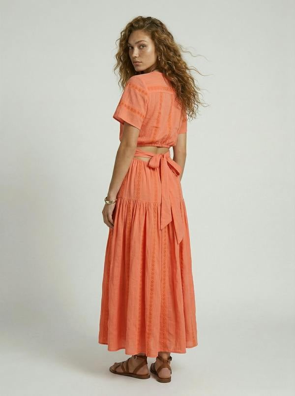 Raffya Candice Flutter Sleeve Maxi Dress In Orange