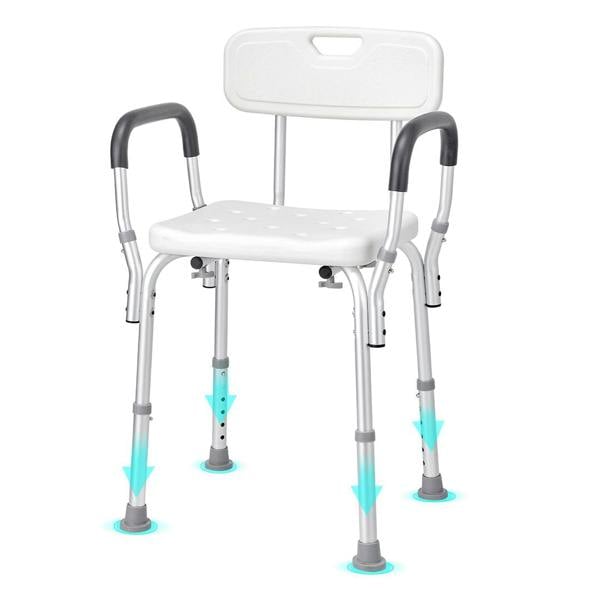 Havendro Shower Chair with Back & Armrests Adjustable Height 350lbs Bath Bench Stool