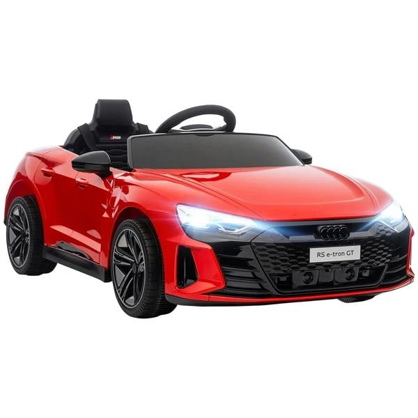 Red Audi-licensed kids electric ride-on convertible car with LED headlights