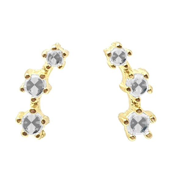 Tiny Diamond April Birthstone Climber Stud Earrings