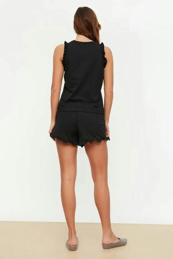 Frill Detail Short Sleeve Short Pyjama Set