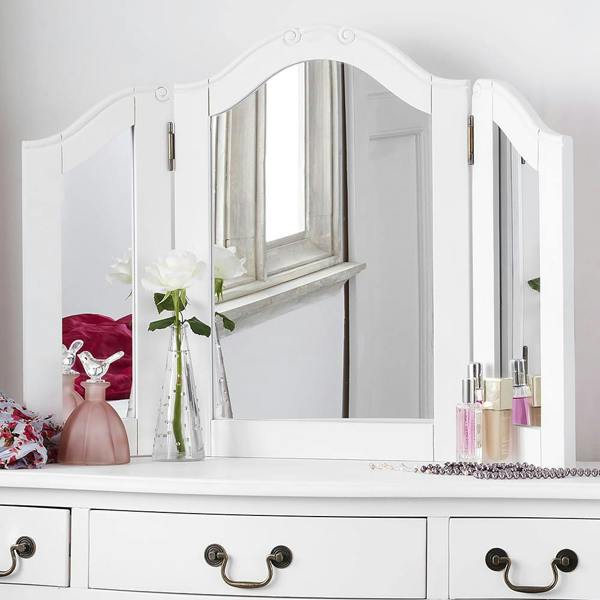Statement Furniture Juliette 3-Way Dressing Table Mirror, Wooden Frame Tabletop Mirror