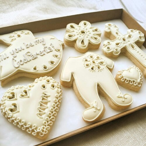 The Cookie Collaboration Personalised - Hand-iced GodParent/Christening LETTERBOX Cookie Gift
