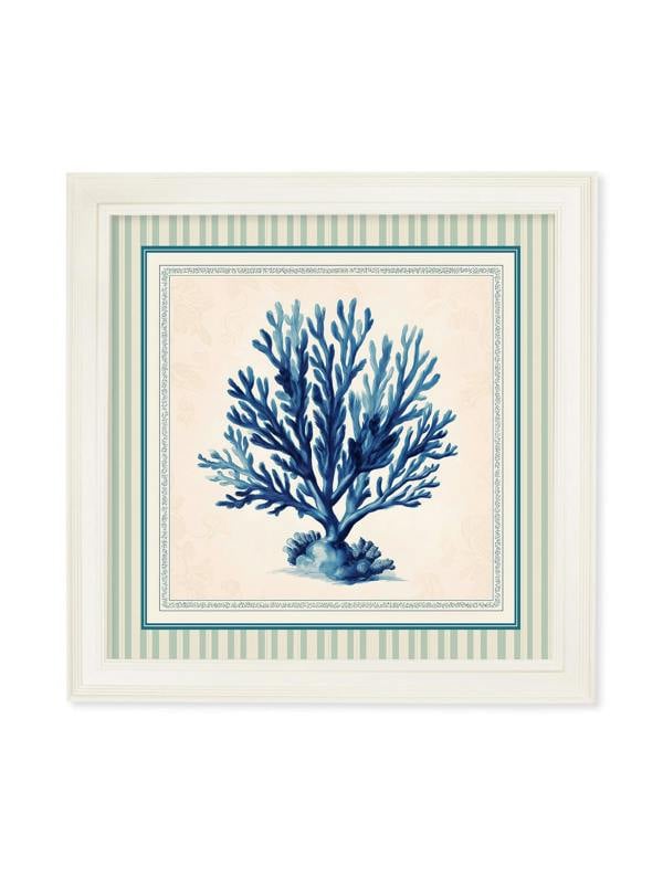 Exceptional Art Blue Sea Coral - Cream Hurstwood Square Frame