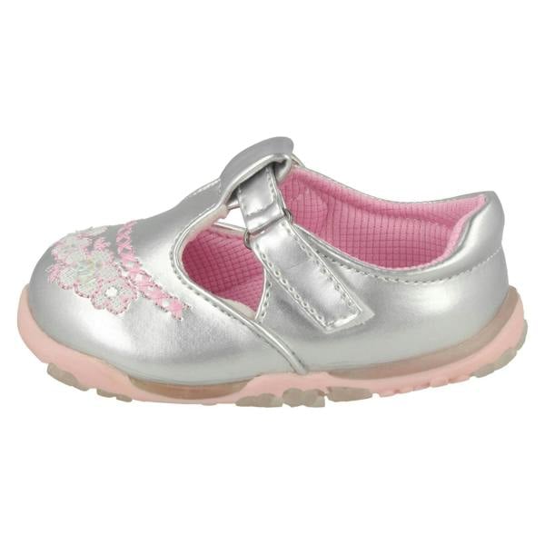 Cutie Girls Cutie T-Bar Flats With Floral Embroidery Detail