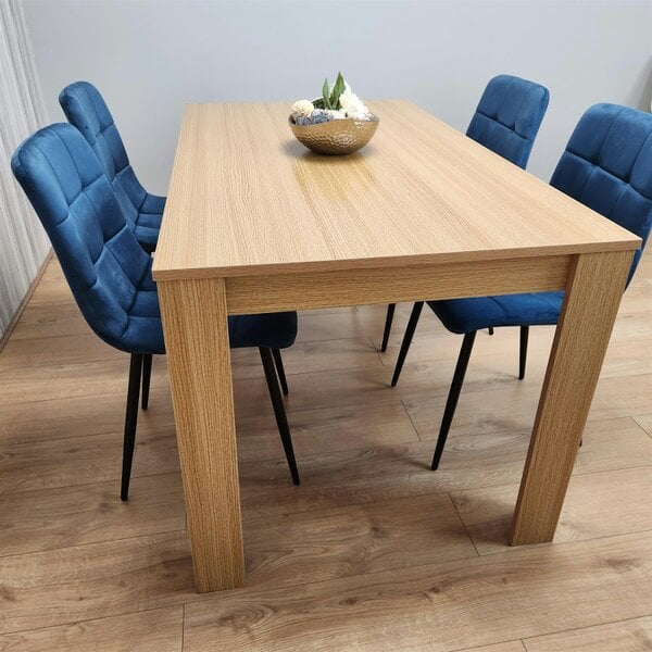 Kosy Koala Dining Set of 4 Dining Table and 4 Blue Velvet Chairs Dining Room Furniture