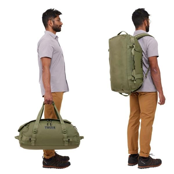 Thule Chasm 40L Duffel Bag Olivine Green Travel Gym Luggage Backpack Recycled