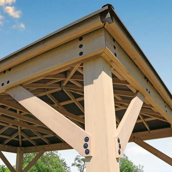 Yardistry Wooden Gazebo 12ft x 16ft (3.7m x 4.9m), Meridian Series 3.7m x 4.9m Wooden Gazebo 4