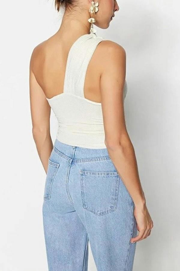 WOVCOR Crop Lined Shimmering Knit Bustier
