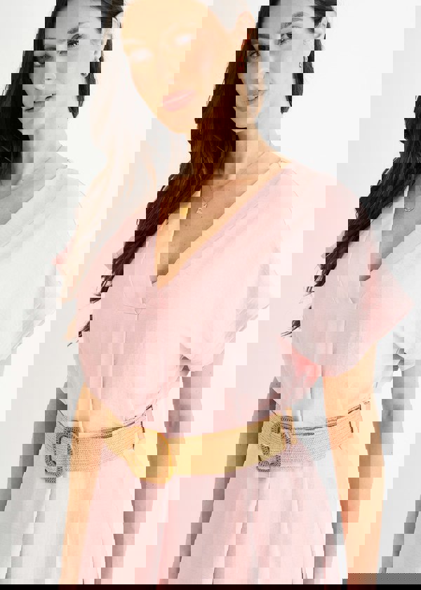 Gini London Blush Air Flow Belted Oversized Dress