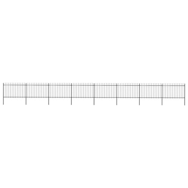 Berkfield Garden Fence with Spear Top Steel 13.6x1.2 m Black