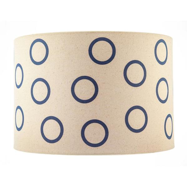 Midnight Navy Blue Open Circle Pattern Linen Fabric Drum Lamp Shade Image 4