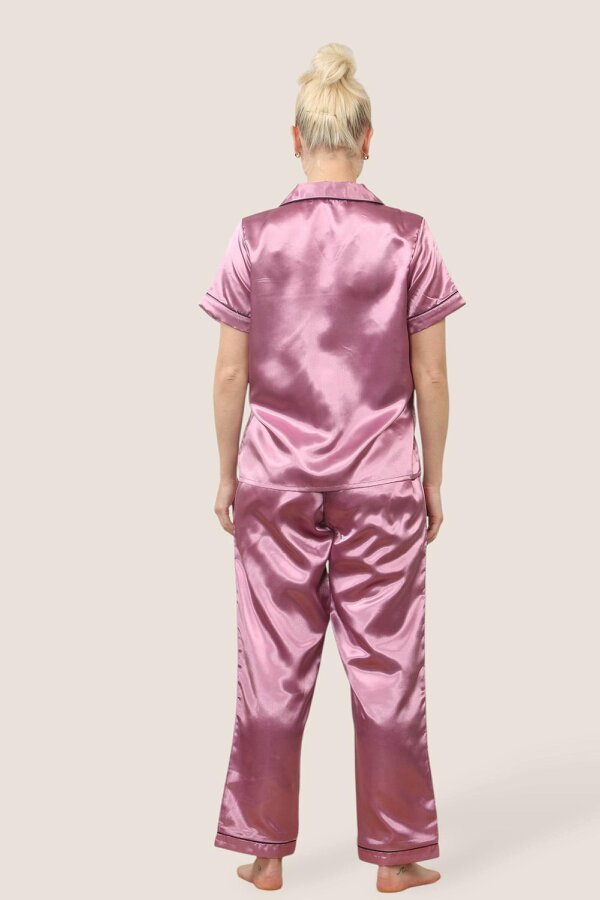 Luxe Satin Short Sleeve PJ Set – DUSKY PINK