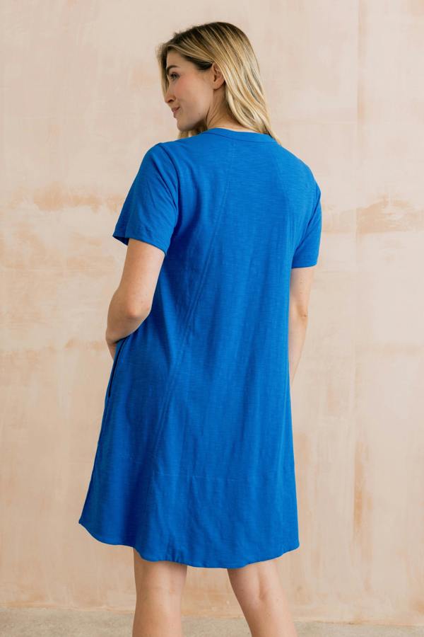 Lily & Me Terrace Organic Cotton Jersey Swing Dress Cobalt