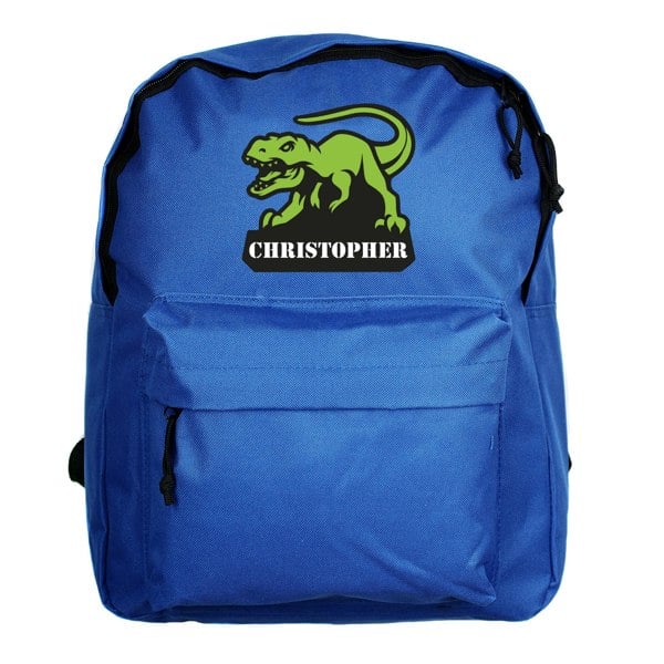 Personalised Memento Company Personalised Dinosaur Blue Backpack