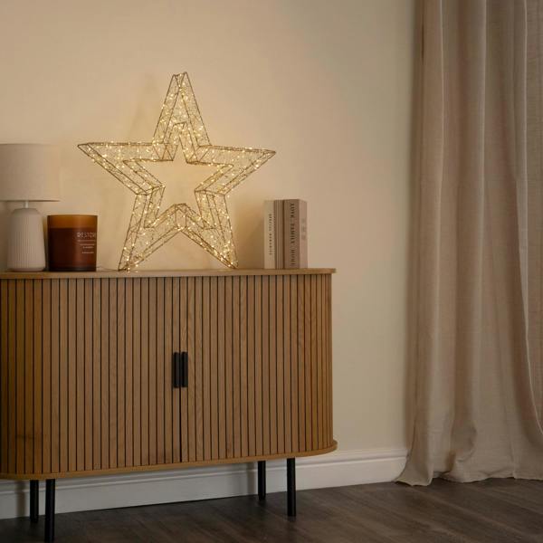 Samuel Alexander 70cm Gold Light Up Christmas Star with 300 Warm White LEDs & Timer