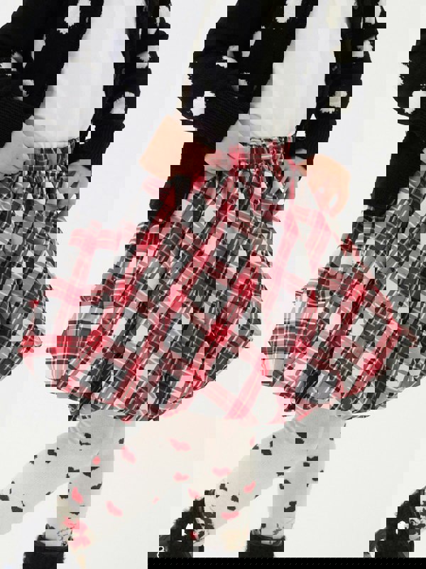 Monnalisa Girls Tartan Taffeta Balloon Skirt in Red