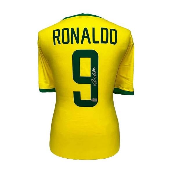 Unbranded Ronaldo Nazário signed Brazil retro home shirt — Unframed