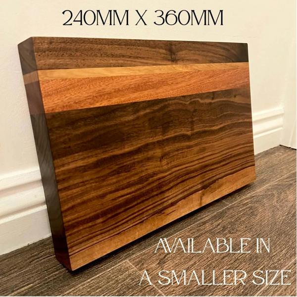 Giraffes & Craftz Handmade Black Walnut Chopping Board: Sapele & Oak Inlays