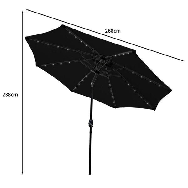 Monstershop Black 2.7m LED Tilt Parasol