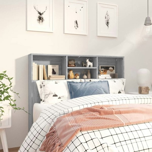 Berkfield Headboard Cabinet Grey Sonoma 120x19x103.5 cm