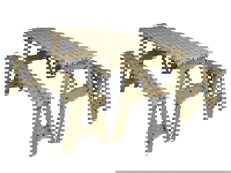 Victoria Picnic Table and Benches Set – Wooden Outdoor Dining Set for Gardens, Patios, and Picnics