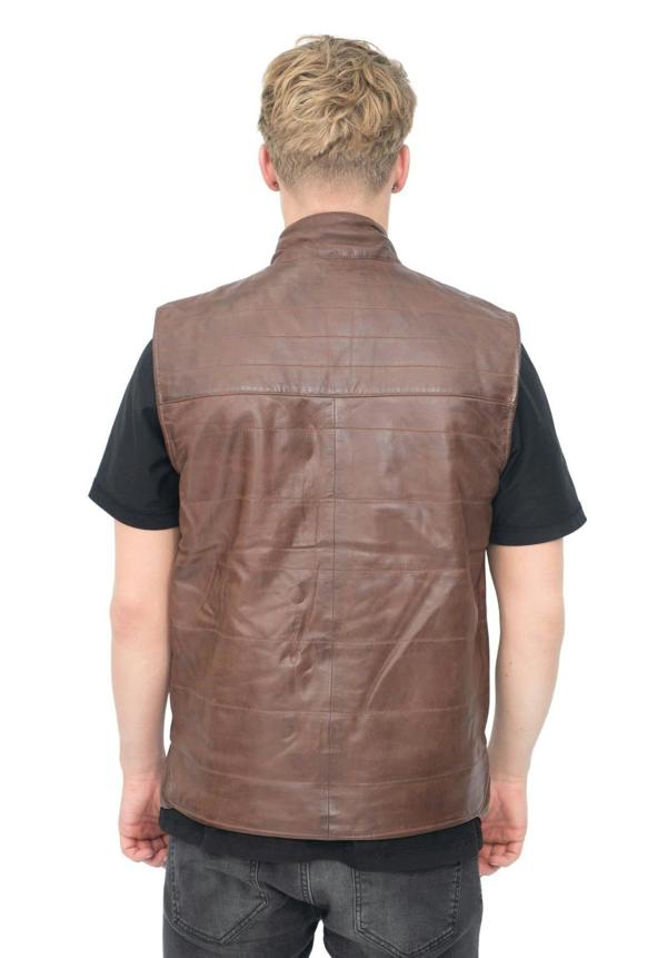 Infinity Leather Mens Reversible Black and Brown Leather Gilet-Preston