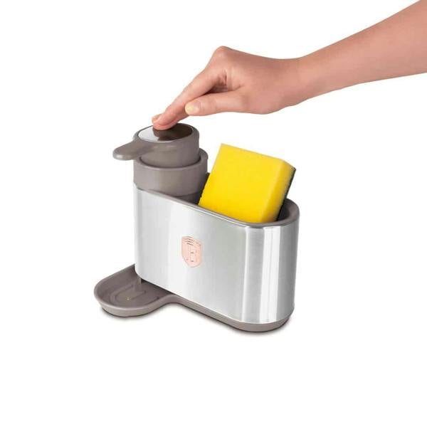 Soap Dispenser, 2-in-1 with Sponge Holder | Matt Taupe | Berlinger Haus BH8930