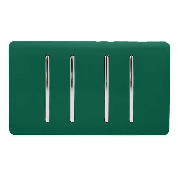 Trendi Switch 4 Gang 1 or 2 Way Light Switch in Dark Forest Green